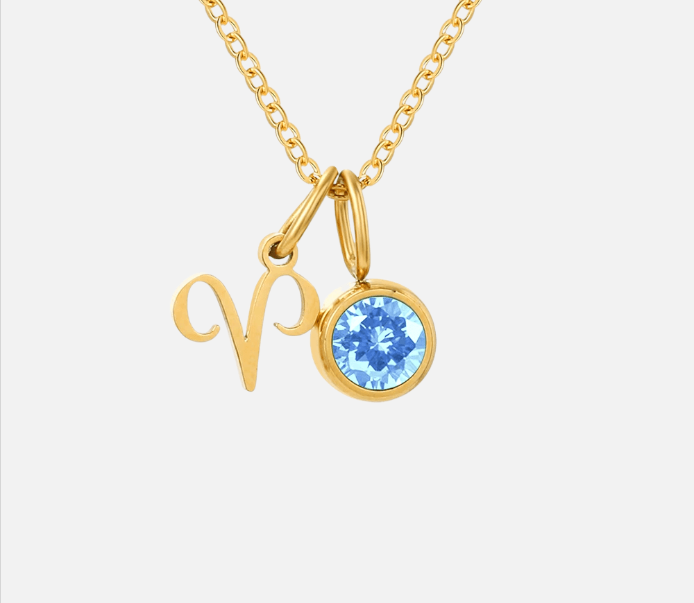 Dainty Birthstone Zodiac Necklace (14k Gold-Plated) - Jewelled Me