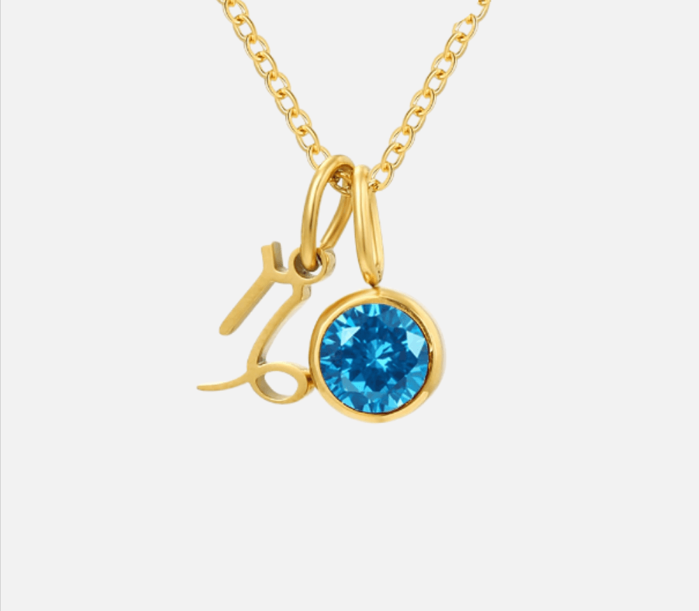 Dainty Birthstone Zodiac Necklace (14k Gold-Plated) - Jewelled Me