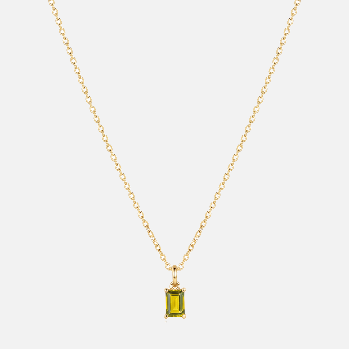 Éclat baguette birthstone necklace in gold with a November citrine-coloured birthstone