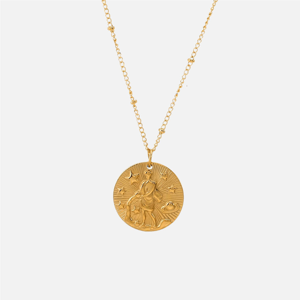 Embossed Sun Sign Zodiac Necklace - Jewelled Me
