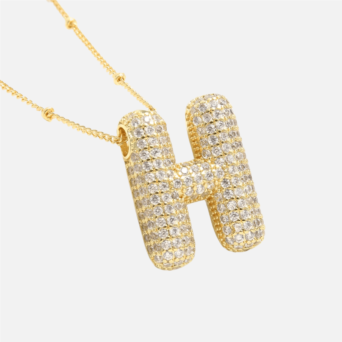 ICED Slim Bubble Initial Necklace - Jewelled Me