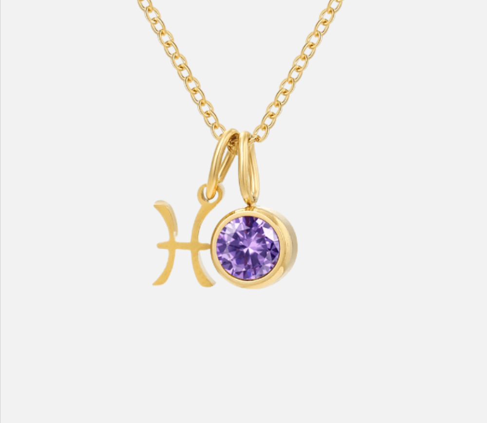 Dainty Birthstone Zodiac Necklace (14k Gold-Plated) - Jewelled Me