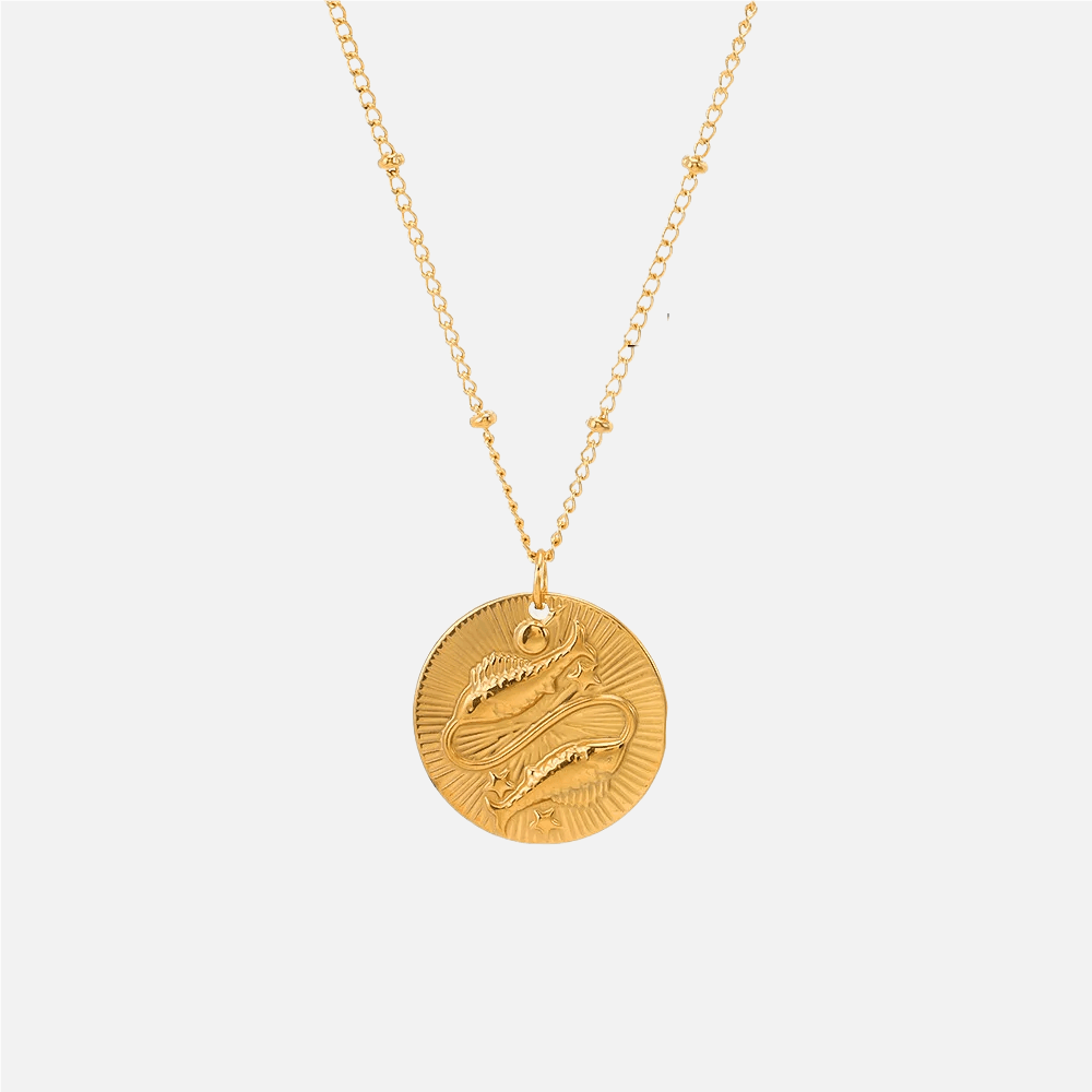 Embossed Sun Sign Zodiac Necklace - Jewelled Me