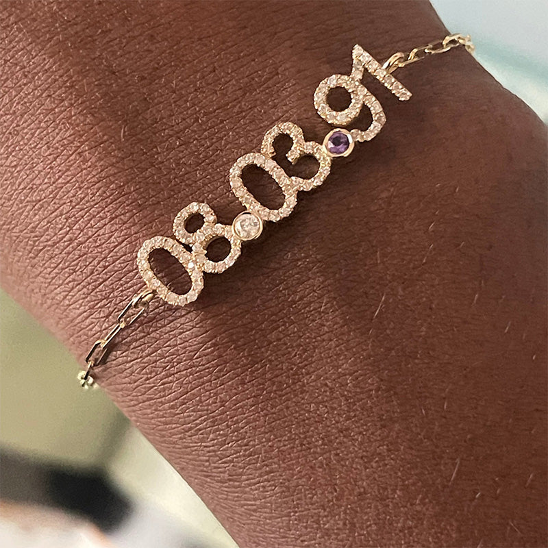 Pave Custom Date Bracelet - Jewelled Me