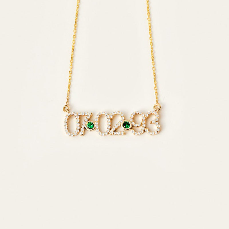 Pave Custom Date Necklace (Horizontal) - Jewelled Me