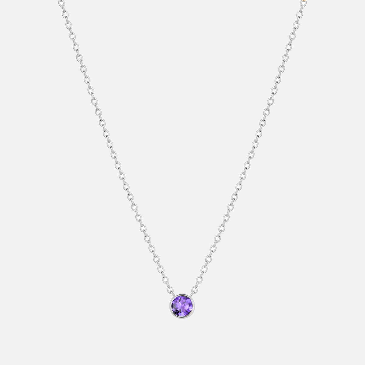 Solitaire Bezel Birthstone Necklace