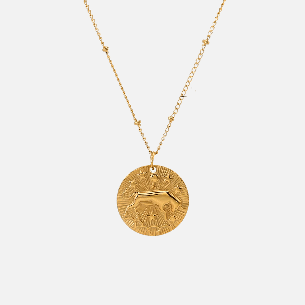 Embossed Sun Sign Zodiac Necklace - Jewelled Me