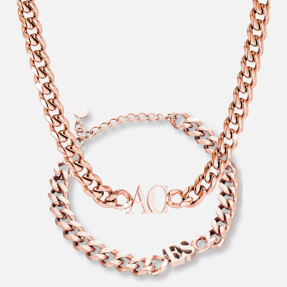 Custom Name Cuban Chain Necklace & Bracelet Set