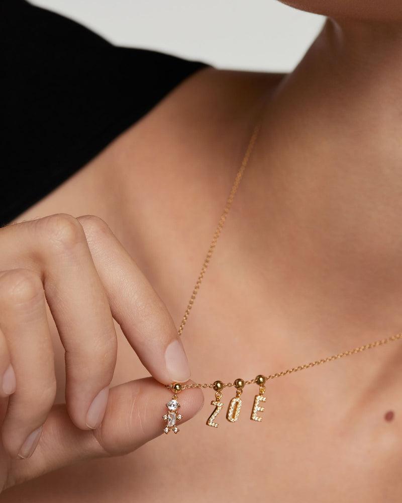 Custom Pave Initial & Name Necklace - Jewelled Me