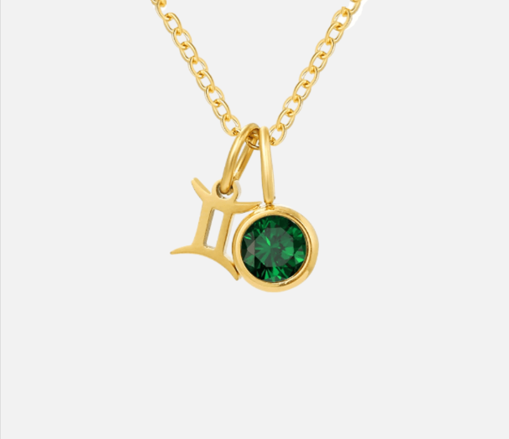 Dainty Birthstone Zodiac Necklace (14k Gold-Plated) - Jewelled Me