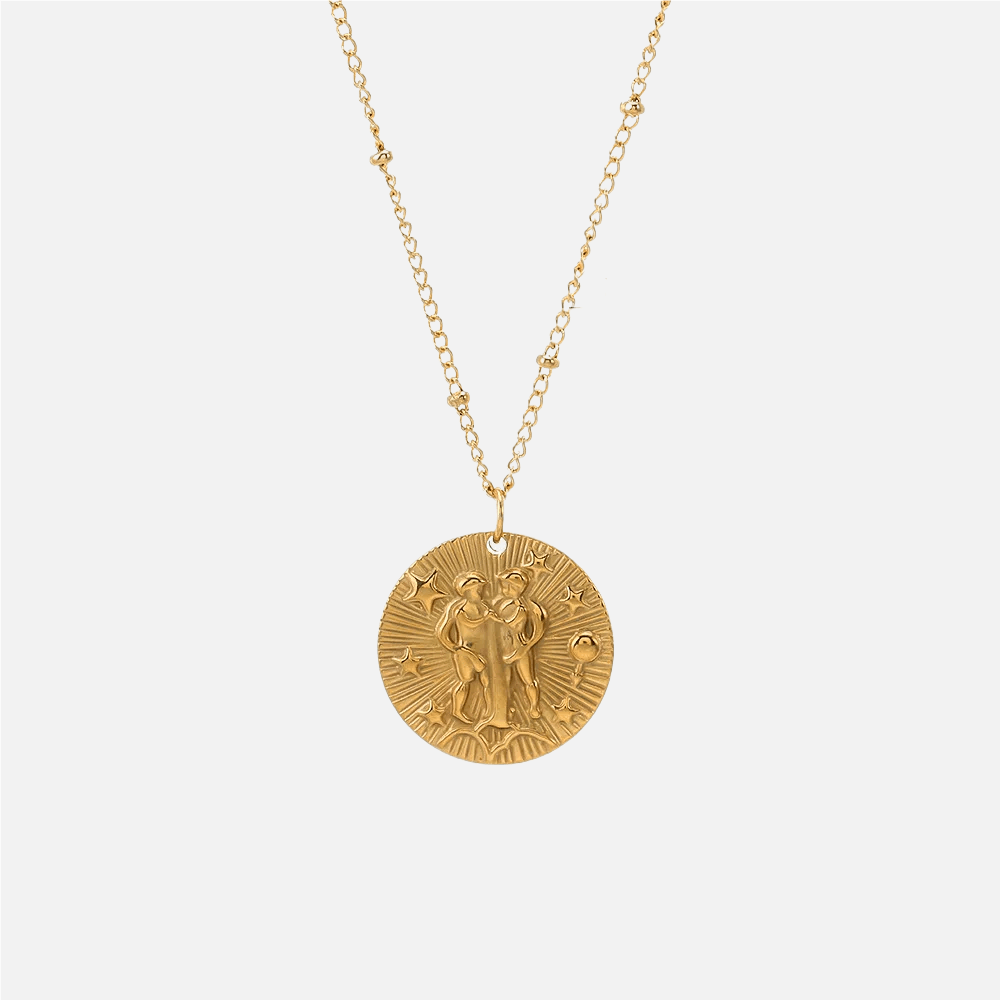 Embossed Sun Sign Zodiac Necklace - Jewelled Me