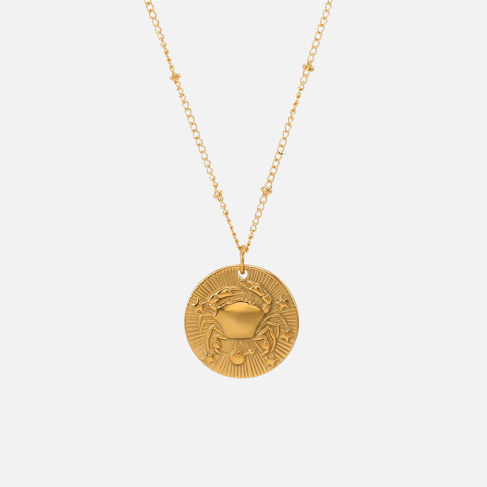 Embossed Sun Sign Zodiac Necklace - Jewelled Me