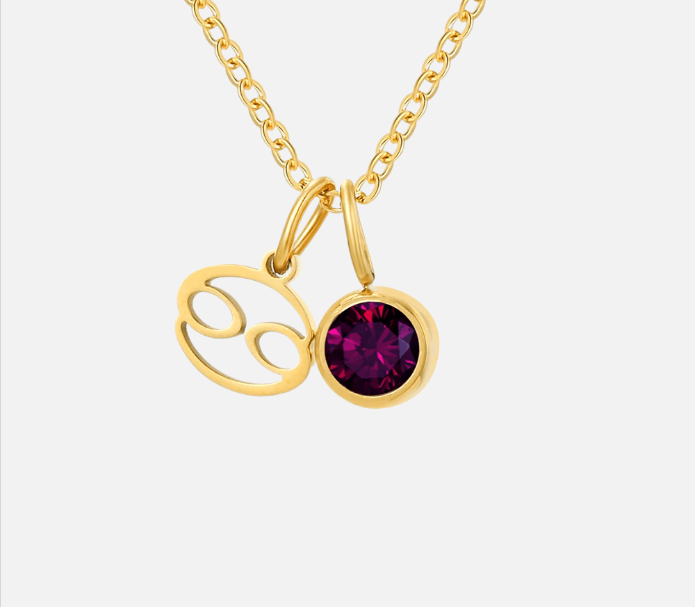 Dainty Birthstone Zodiac Necklace (14k Gold-Plated) - Jewelled Me