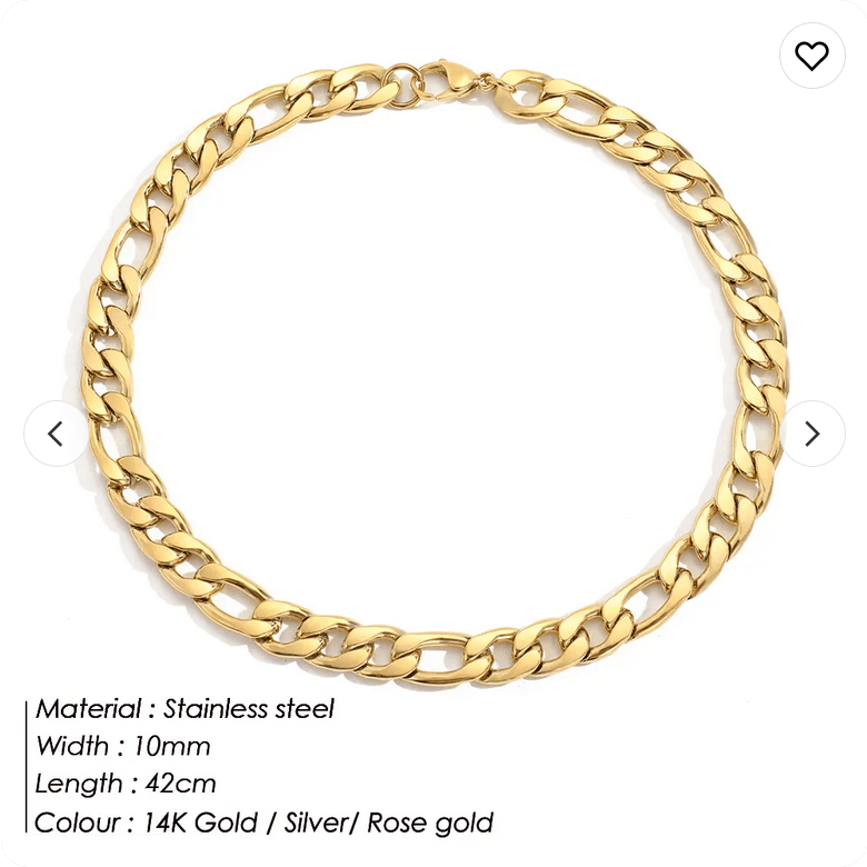 Figaro Chain Necklace (14k Gold-Plated) - Jewelled Me