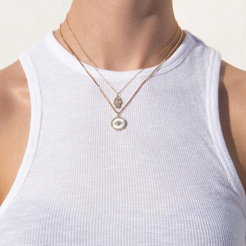 Classic Pave Hamsa Necklace - Jewelled Me