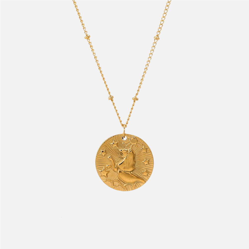 Embossed Sun Sign Zodiac Necklace - Jewelled Me