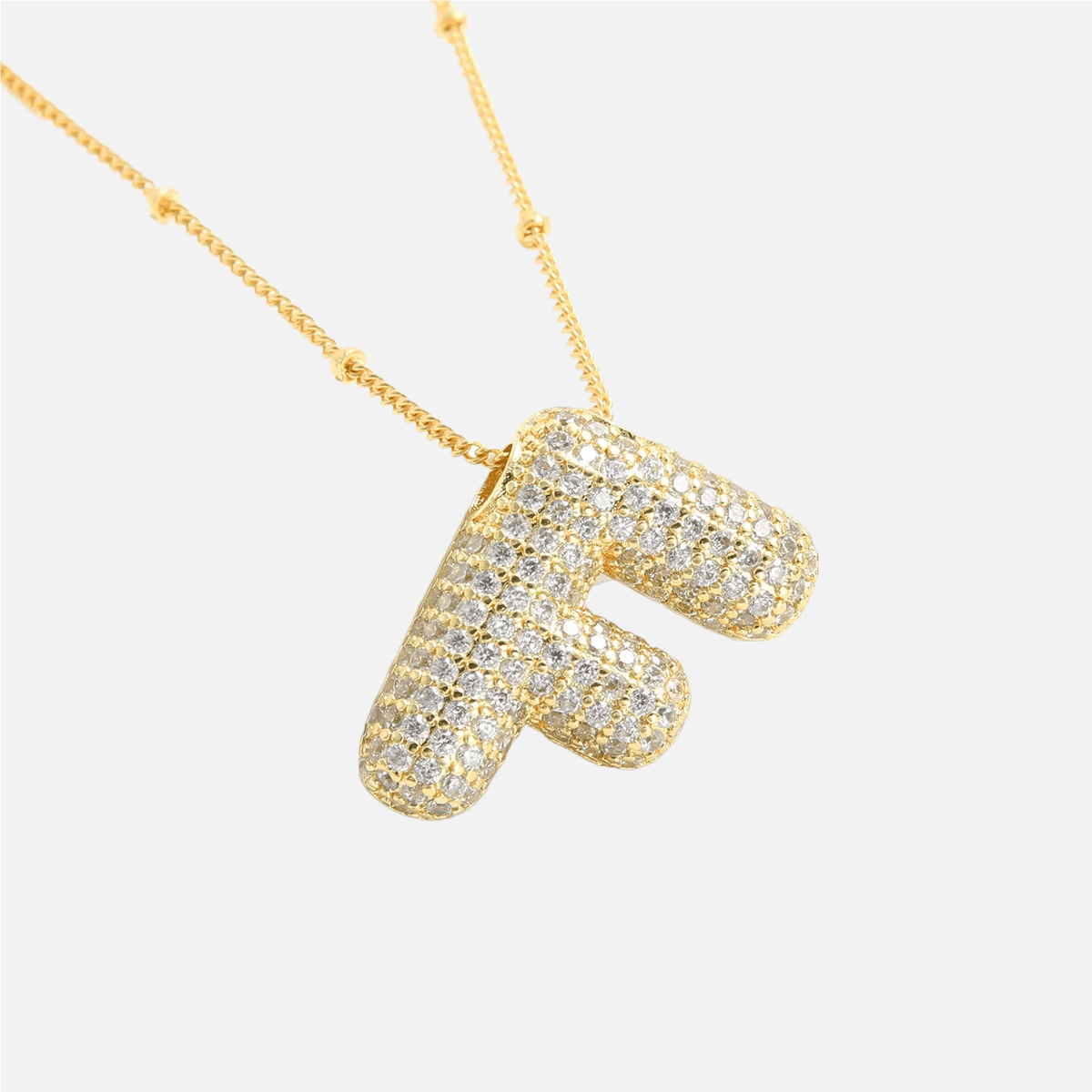 ICED Slim Bubble Initial Necklace - Jewelled Me