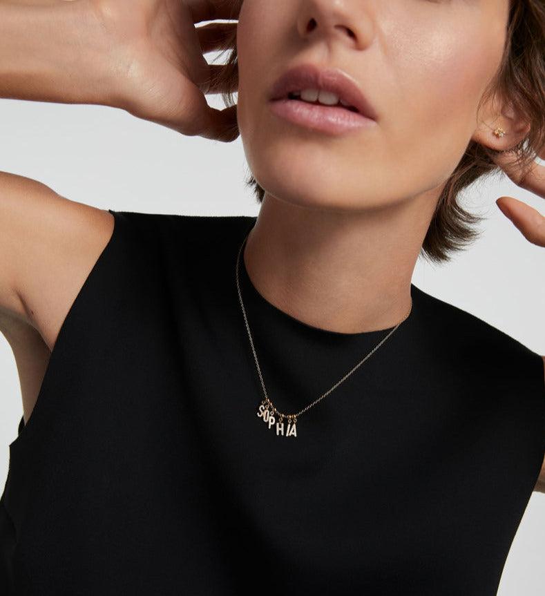 Custom Pave Initial & Name Necklace - Jewelled Me