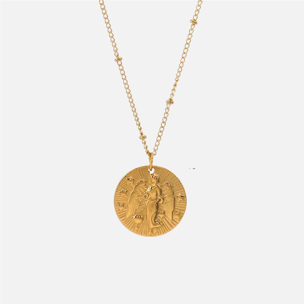 Embossed Sun Sign Zodiac Necklace - Jewelled Me