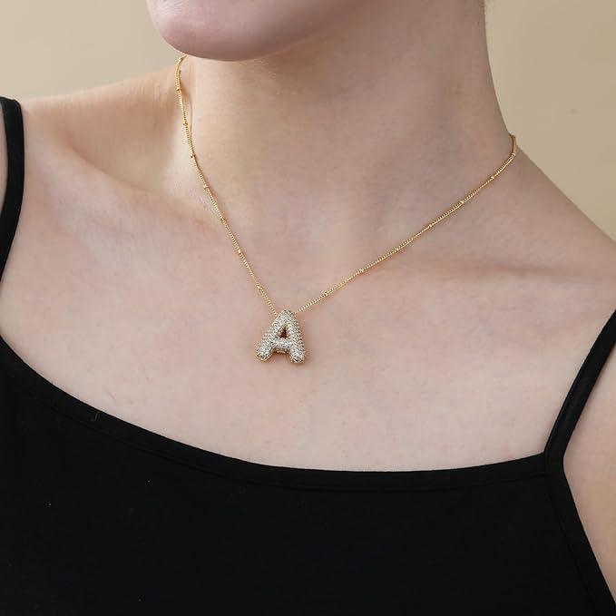 ICED Slim Bubble Initial Necklace - Jewelled Me