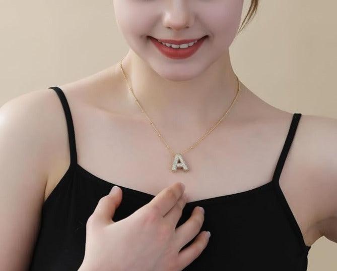 ICED Slim Bubble Initial Necklace - Jewelled Me