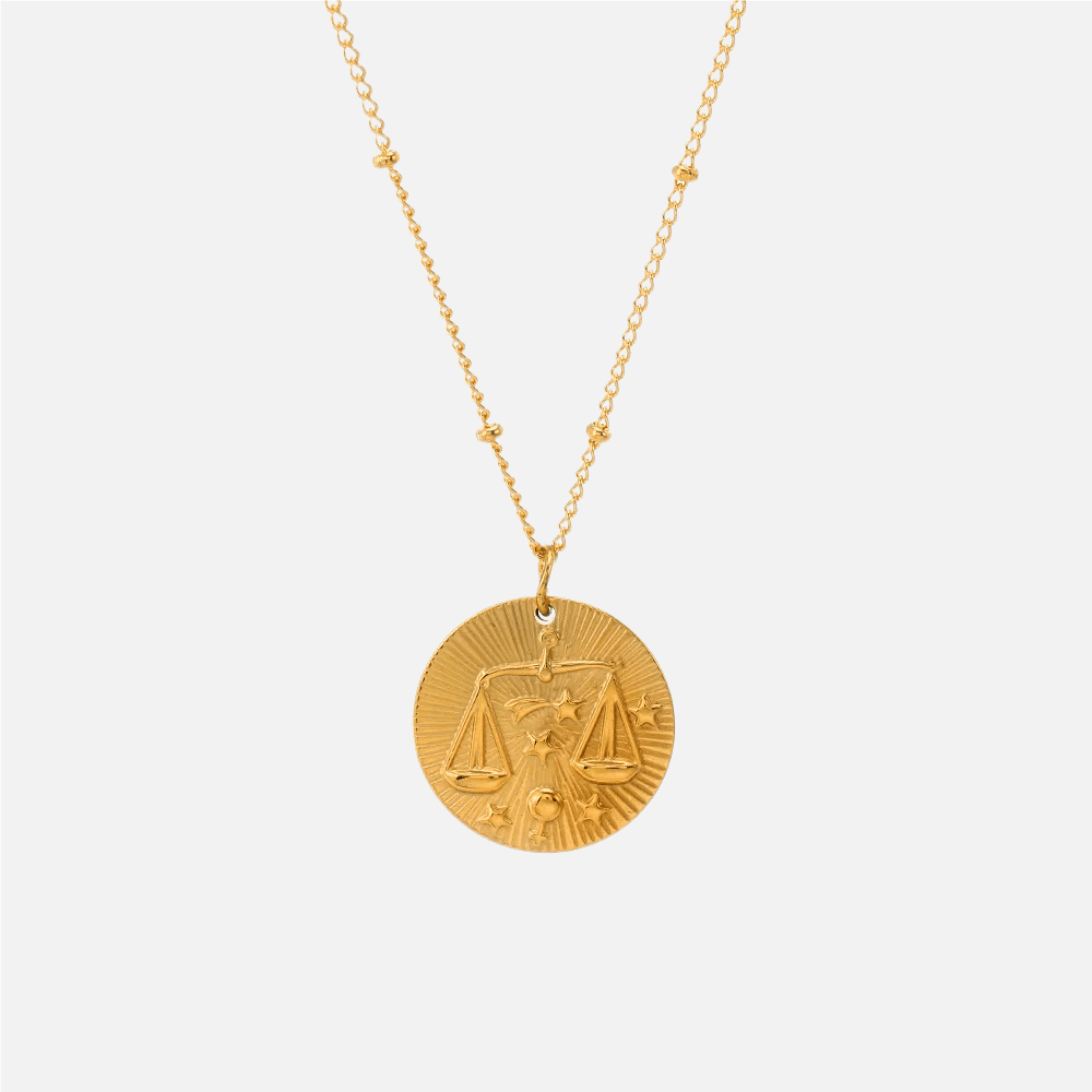 Embossed Sun Sign Zodiac Necklace - Jewelled Me