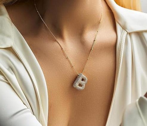 ICED Slim Bubble Initial Necklace - Jewelled Me