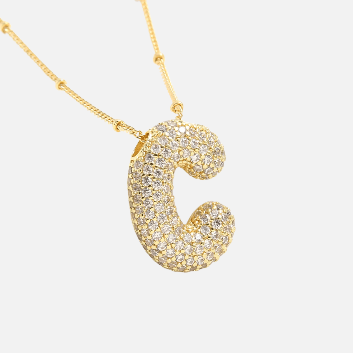 ICED Slim Bubble Initial Necklace - Jewelled Me