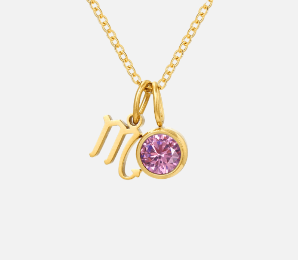 Dainty Birthstone Zodiac Necklace (14k Gold-Plated) - Jewelled Me