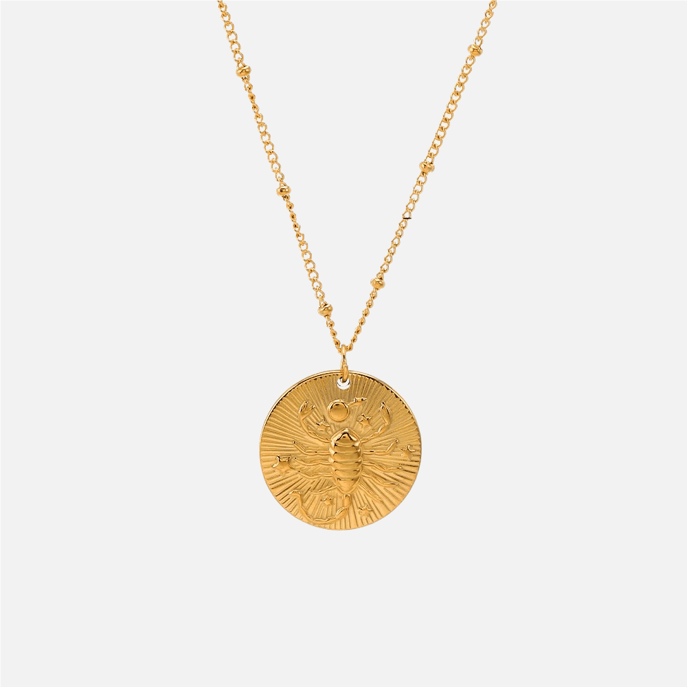 Embossed Sun Sign Zodiac Necklace - Jewelled Me