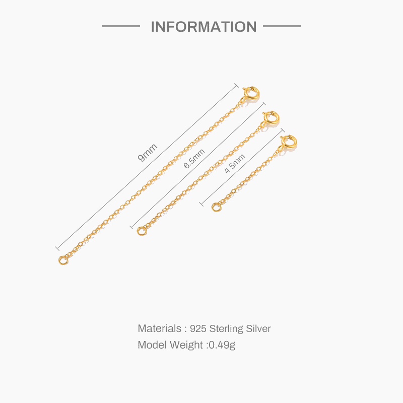 3 Piece Necklace Extender Set (Gold Vermeil & 925 Sterling Silver) - Jewelled Me