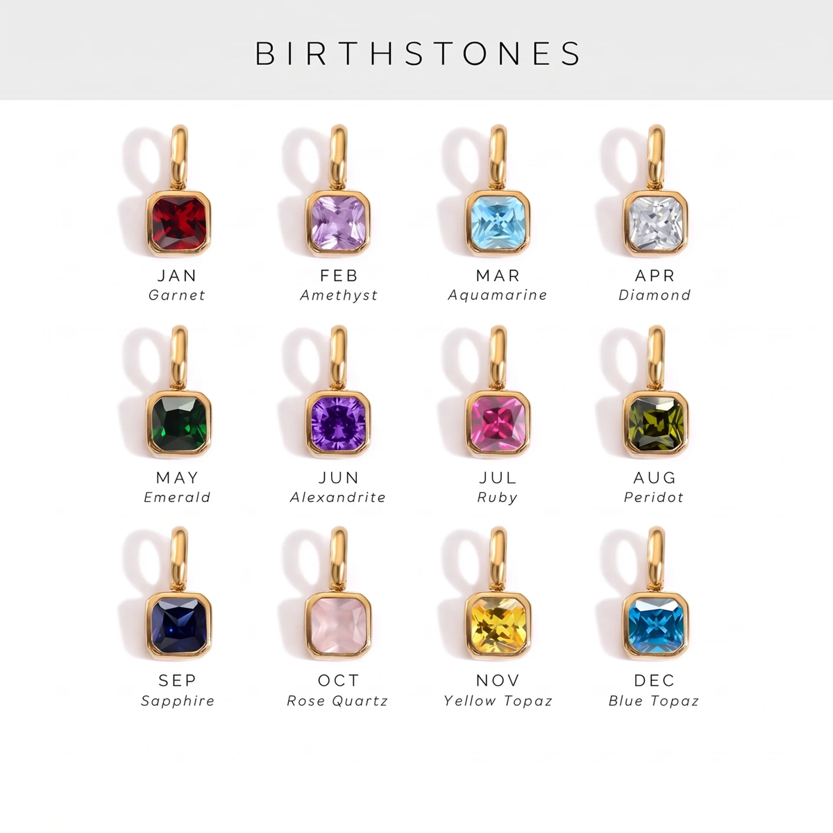 Carré Birthstone Necklace