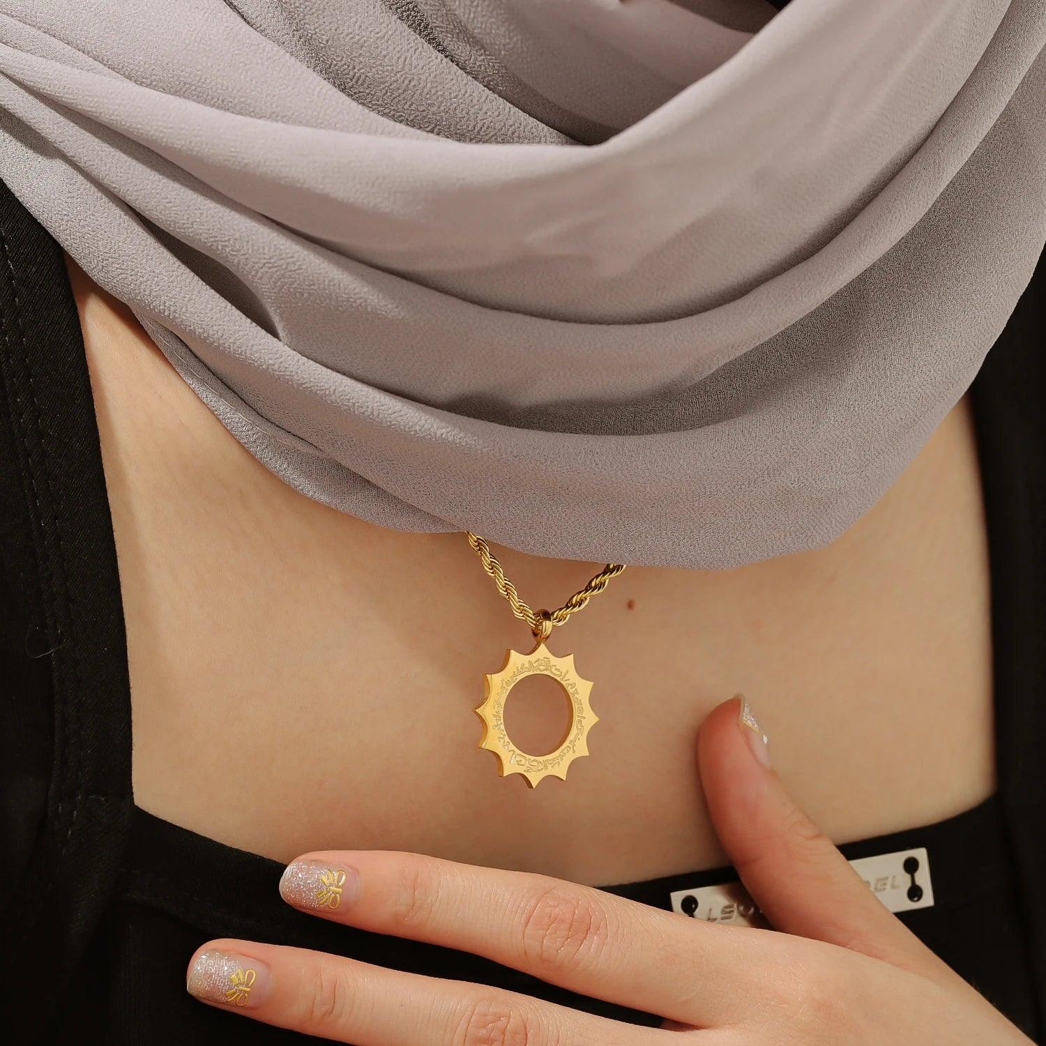 Arabic "With Hardship Comes Ease" Sun Pendant - Jewelled Me