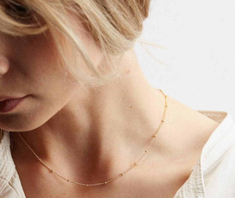 Dainty Newport Bead Necklace (14k Gold-Plated) - Jewelled Me