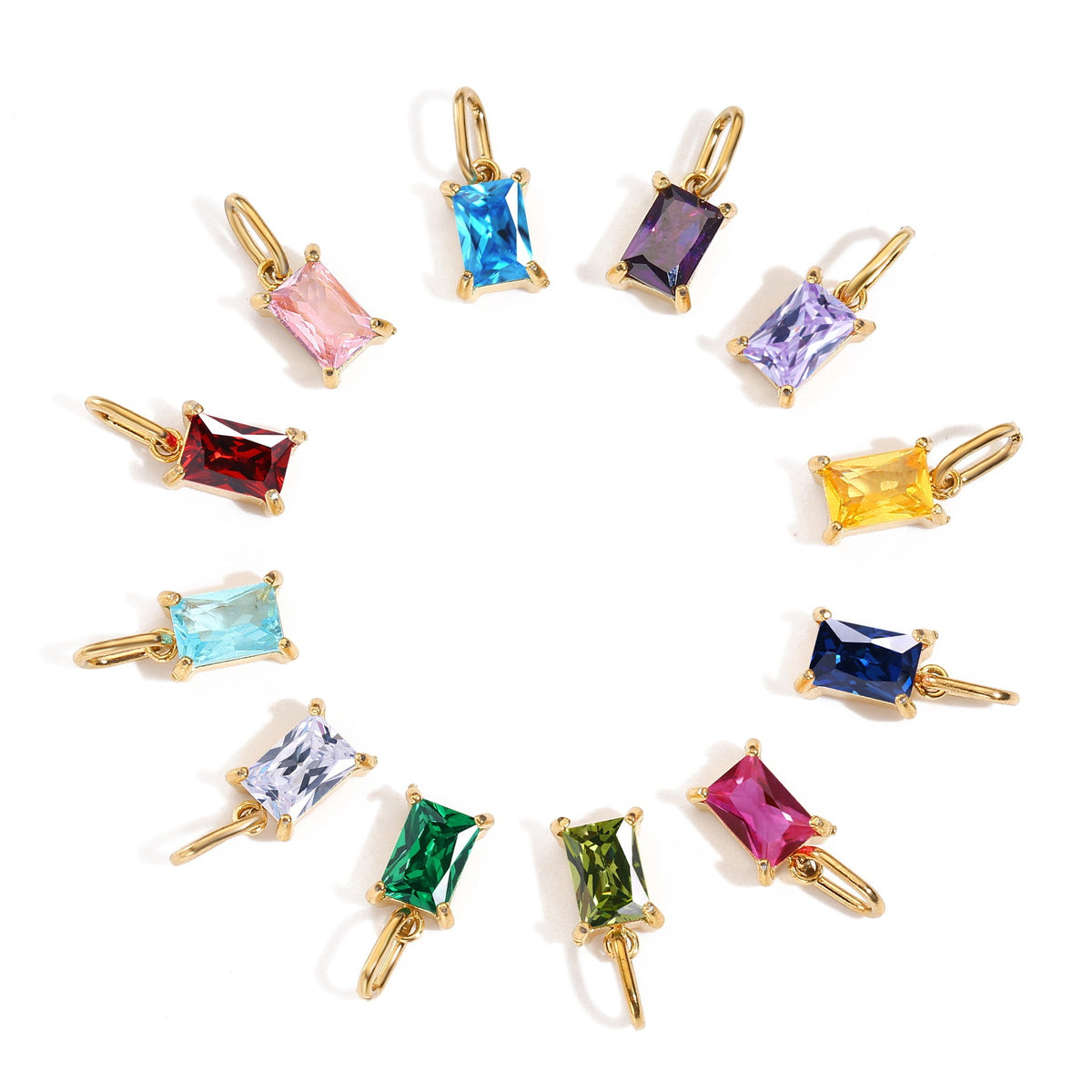 Éclat baguette birthstone charm necklace