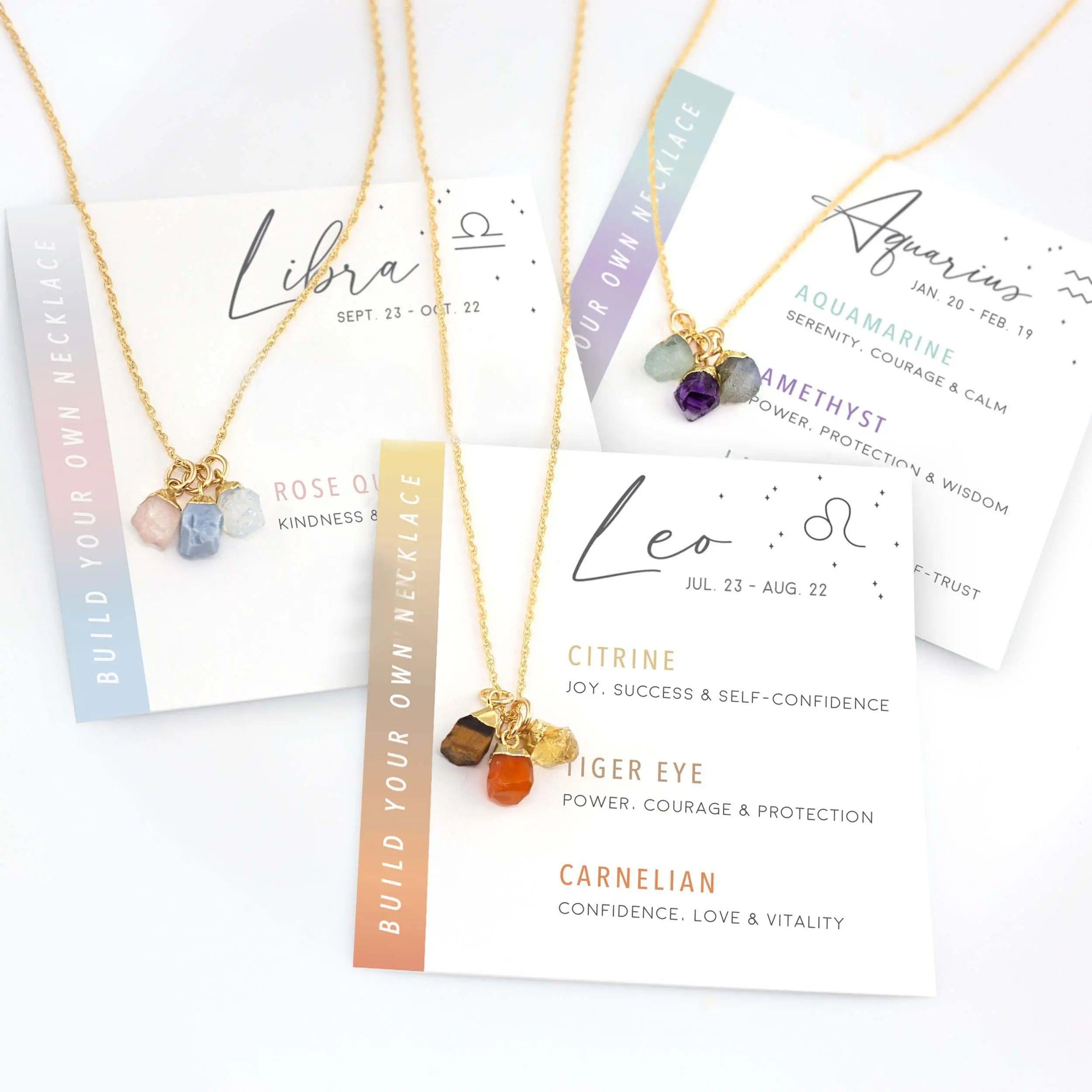 Natural Gemstones Zodiac Necklace - Jewelled Me