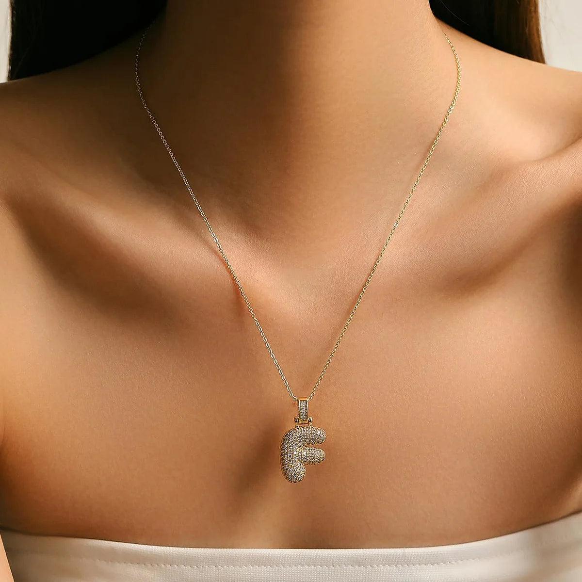 ICED Big Bubble Initial Necklace - Jewelled Me