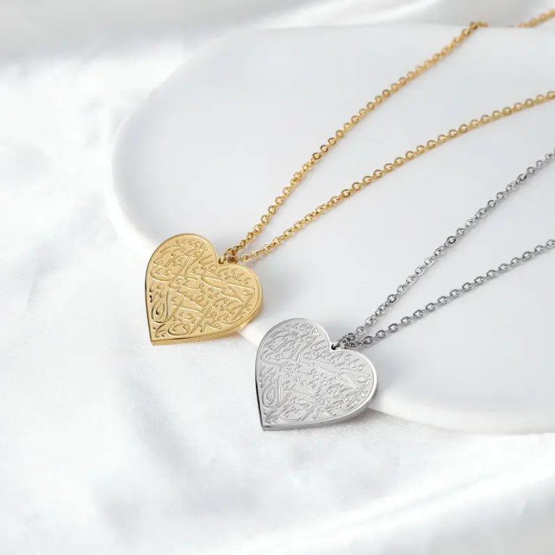 Filled Arabic Caligraphy Heart Pendant - Jewelled Me