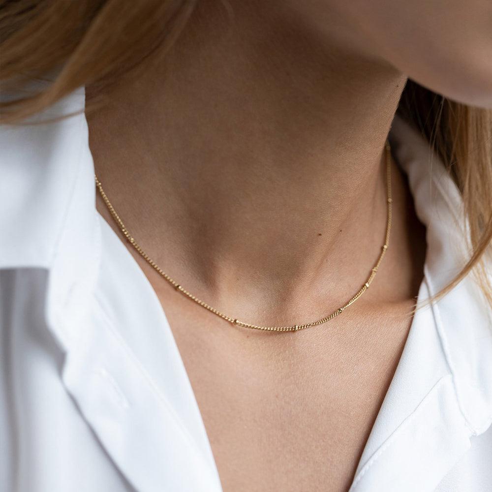 Dainty Newport Bead Necklace (14k Gold-Plated) - Jewelled Me