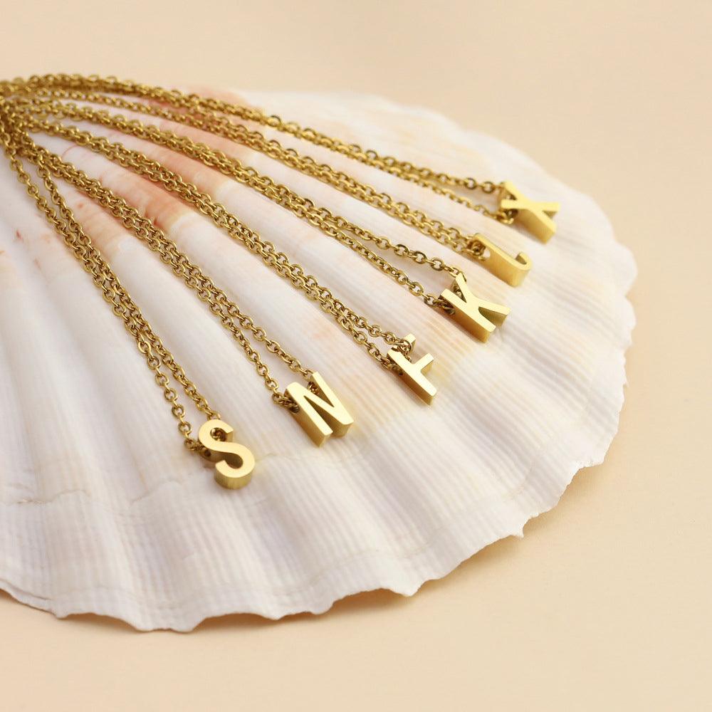 Dainty Initial Necklace (14k Gold-Plated) - Jewelled Me