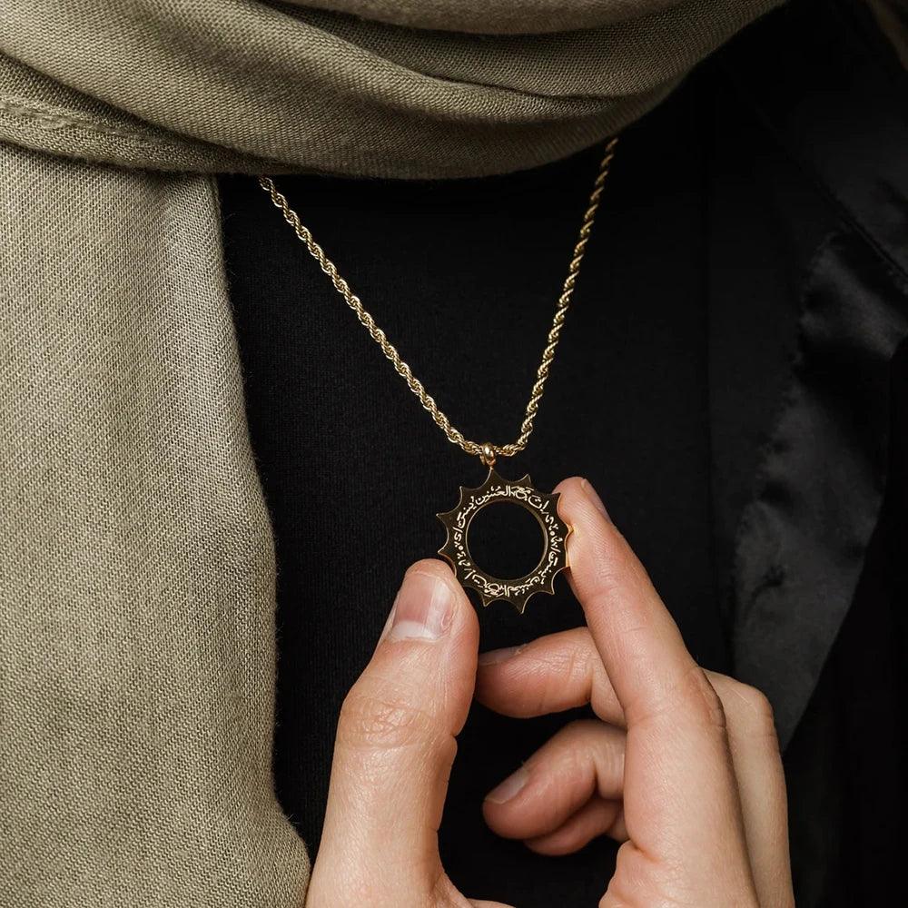 Arabic "With Hardship Comes Ease" Sun Pendant - Jewelled Me