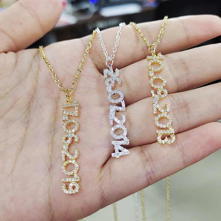 Pave Custom Date Necklace (Vertical) - Jewelled Me