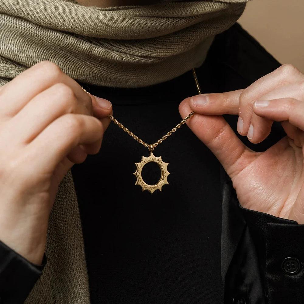 Arabic "With Hardship Comes Ease" Sun Pendant - Jewelled Me