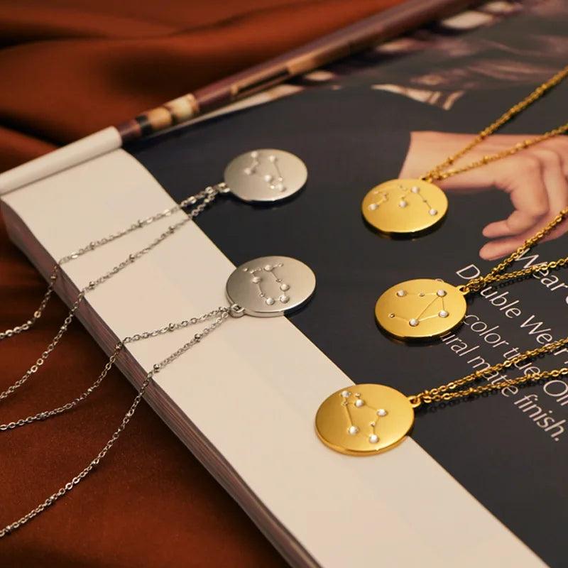 Geometric Disc Star Sign Necklace - Jewelled Me