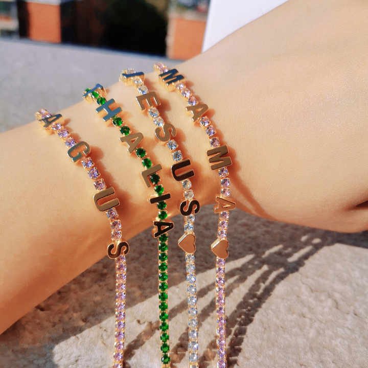 ICED Custom Name Tennis Rainbow Gem Bracelet - Jewelled Me