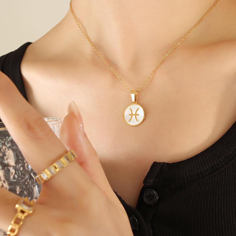 White Shell Zodiac Pendant - Jewelled Me