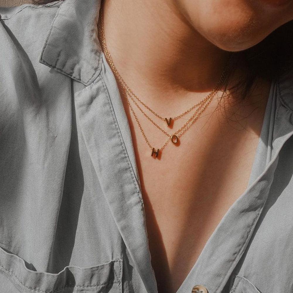 Dainty Initial Necklace (14k Gold-Plated) - Jewelled Me