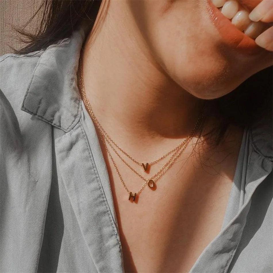 Dainty Initial Necklace (14k Gold-Plated) - Jewelled Me
