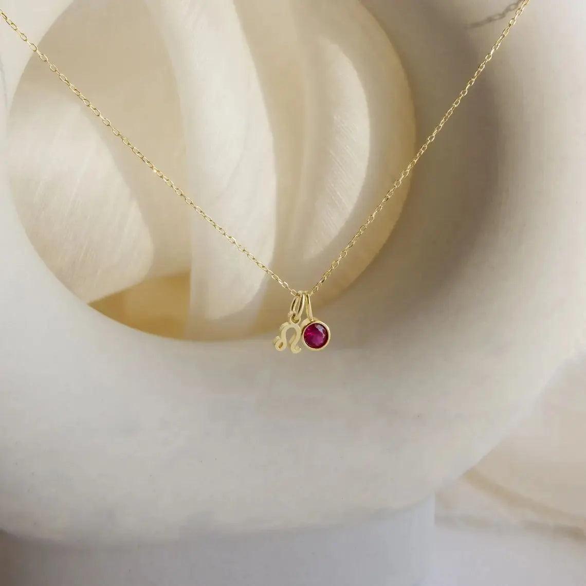 Dainty Birthstone Zodiac Necklace (14k Gold-Plated) - Jewelled Me