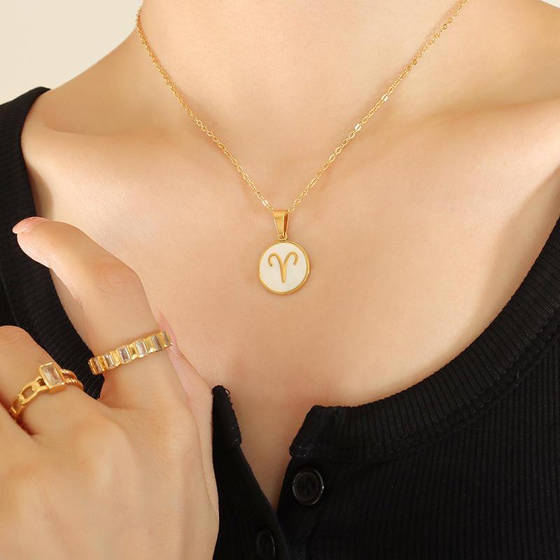 White Shell Zodiac Pendant - Jewelled Me